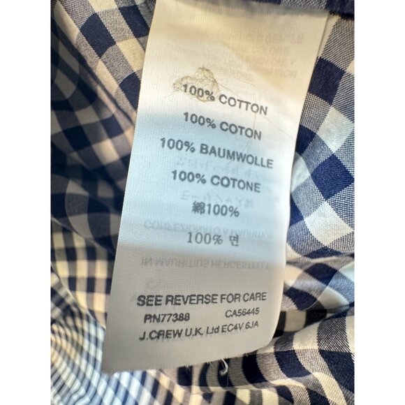 J.Crew Men's Button Down Slim Shirt Long Sleeve Size XL Blue White Gingham Check - Picture 5 of 11